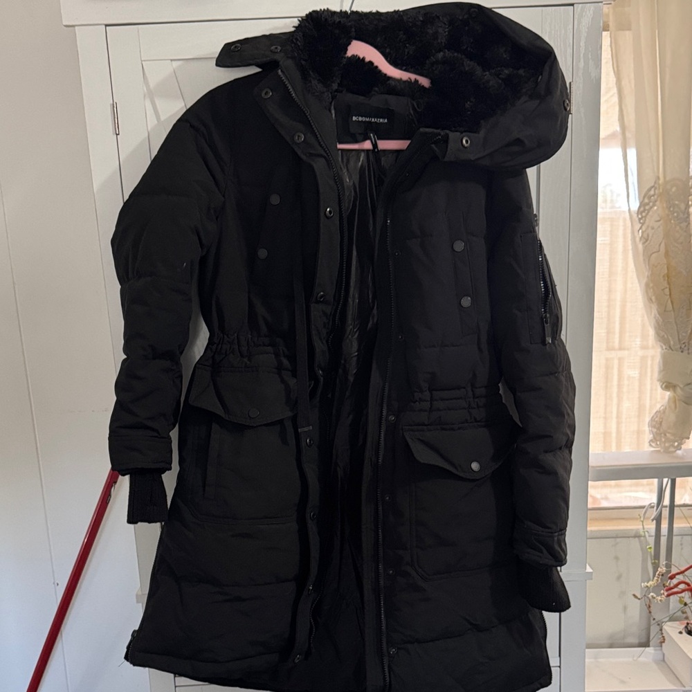 BCBGMaxAzria Dark Puffer Coat with Hood